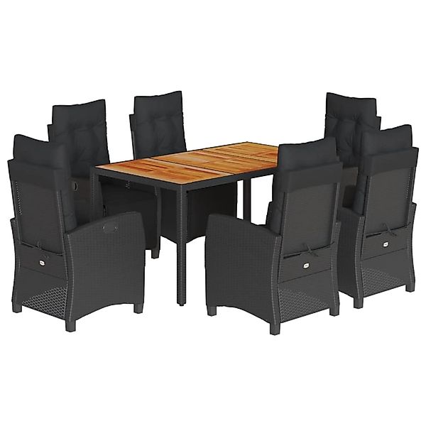 vidaXL 7-Tlg Garten-Essgruppe mit Kissen Schwarz Poly Rattan 3212909 günstig online kaufen