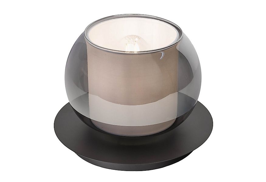 OTTO home Tischleuchte Tanissa, ohne Leuchtmittel, rund, Schirm Rauchglas, günstig online kaufen