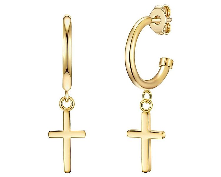 Eastside Paar Creolen Kreuz gelbgold, aus Edelstahl günstig online kaufen