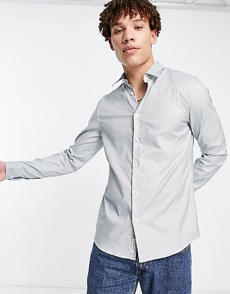 Calvin Klein Jeans – Ungewaschenes Hemd mit Punktestruktur-Grün günstig online kaufen