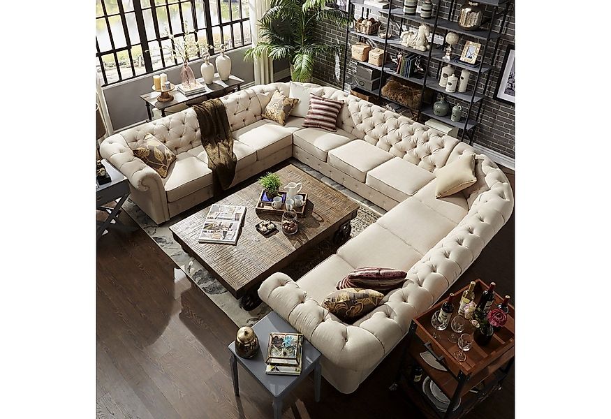 JVmoebel Wohnlandschaft Chesterfield Sofa XXL U-Form – Große Leder-Couch mi günstig online kaufen