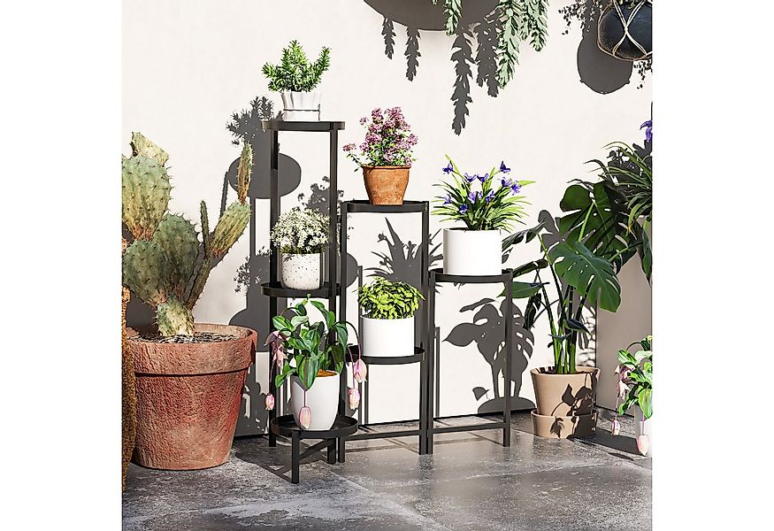 Outsunny Pflanzentreppe mit Tabletten, klappbar, für Innen, aus Metall, meh günstig online kaufen