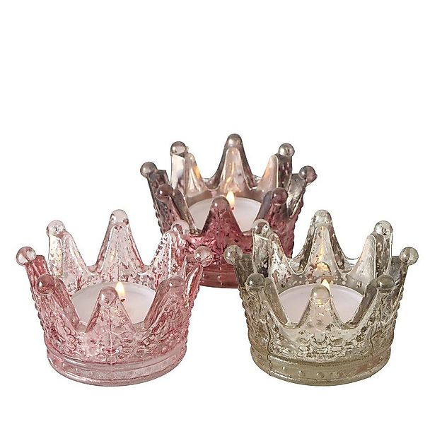 BOLTZE GRUPPE GmbH Teelichthalter Teelichthalter Crown Krone 3 sortiert Gla günstig online kaufen