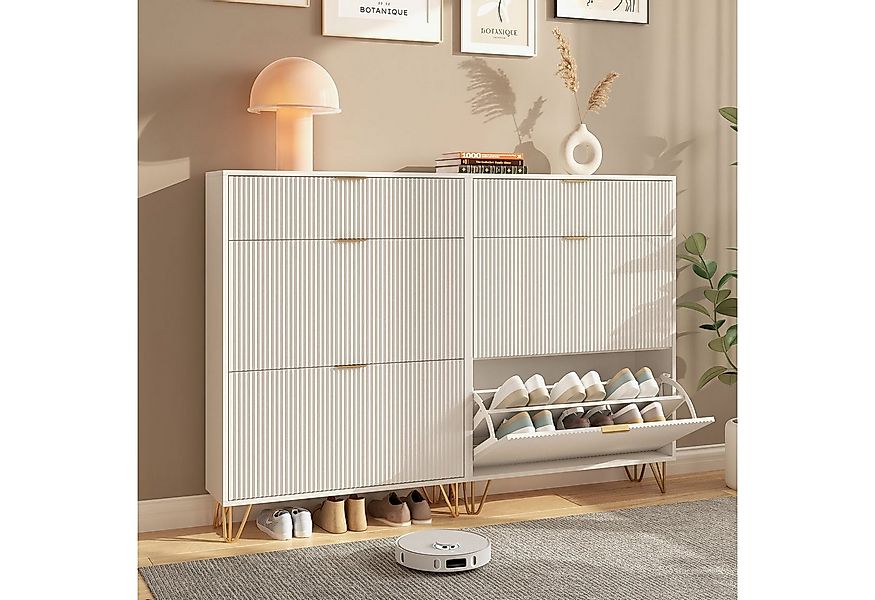 FUROKOY Schuhschrank Weiß Schuhregal Schuhkipper mit 2 Klappen und Kippsich günstig online kaufen