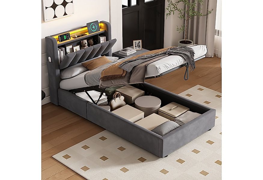 STILVORA Polsterbett 90×200 mit bettkasten,Bettgestelle Boxspringbett mit U günstig online kaufen