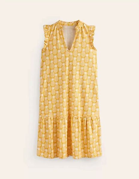 Daisy Kurzes Stufenkleid aus Jersey Damen Boden, Ceylon-Gelb, Ananas Geo günstig online kaufen