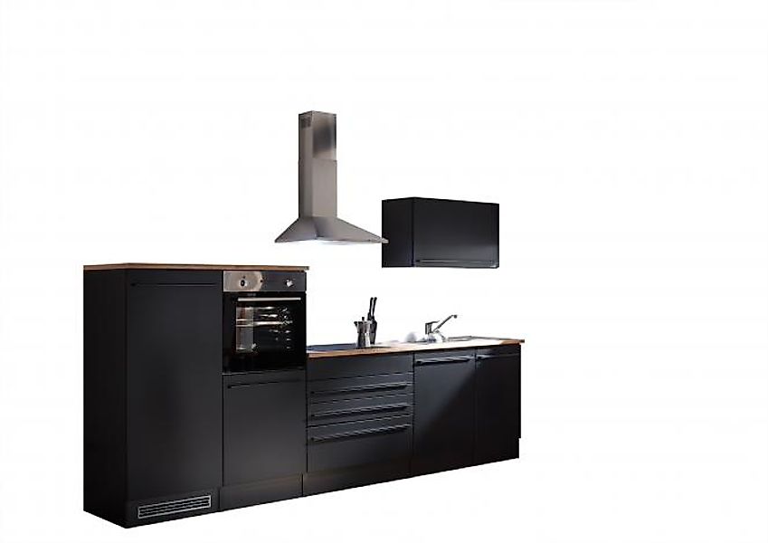 Küchenblock 320cm ohne E-Geräte Schwarz matt günstig online kaufen