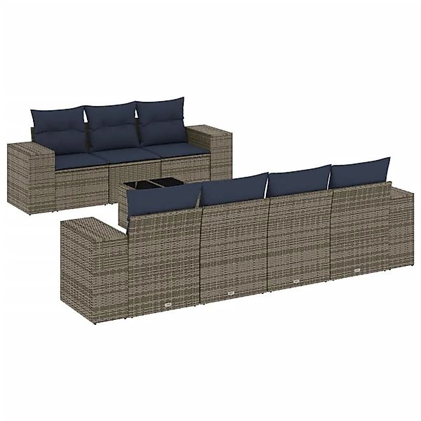 vidaXL 8-Tlg Gartensofa-Set mit Kissen Grau Polyrattan 3222330 günstig online kaufen