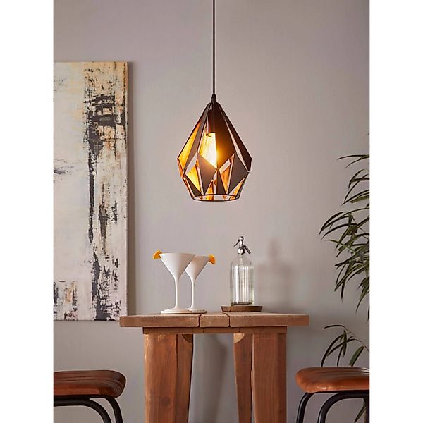 EGLO Pendelleuchte CARLTON 1 Hängeleuchte, schwarz kupfer, Stahl, exkl. Leu günstig online kaufen