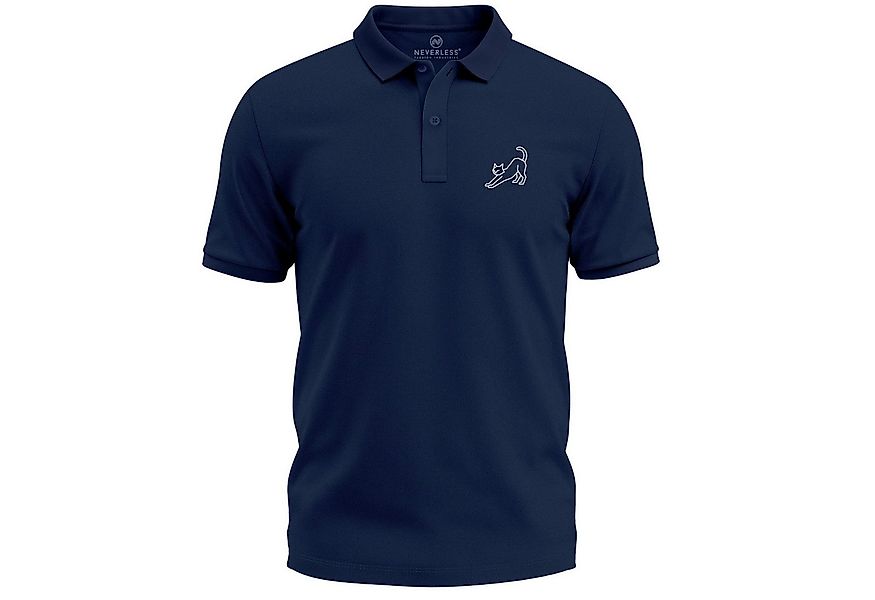 Neverless Poloshirt Poloshirt Herren mit Grafik Print Katze– Kurzarm Polo S günstig online kaufen