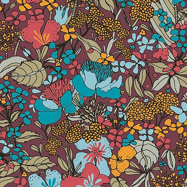 Bricoflor Bunte Blumentapete Im Retro Stil 60er und 70er Vliestapete mit Fl günstig online kaufen