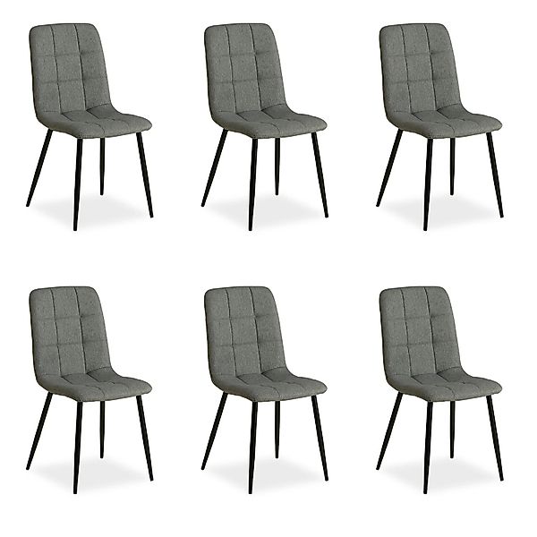 Homestyle4u Esszimmerstuhl 6er Set in Grau 2332 günstig online kaufen