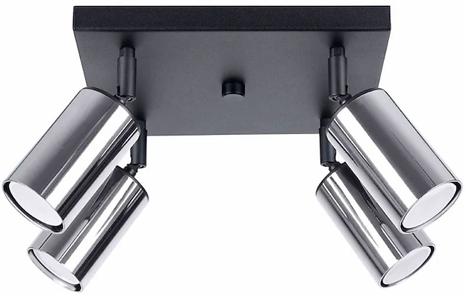 SOLLUX lighting Deckenleuchte »Plafond WINX 4 schwarz/chrom«, 4 flammig, Le günstig online kaufen