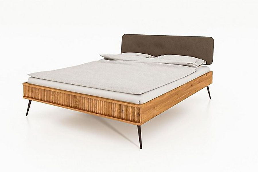 Natur24 Einzelbett Bett Tula 2 Wildeiche massiv 100x200cm mit Polsterkopfte günstig online kaufen