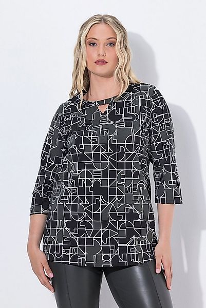 Ulla Popken T-Shirt Shirt grafischer Druck Rundhals 3/4-Arm günstig online kaufen