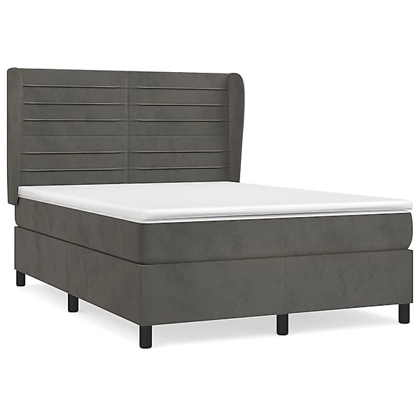 vidaXL Boxspringbett mit Matratze Dunkelgrau 140x190 cm Samt1399806 günstig online kaufen