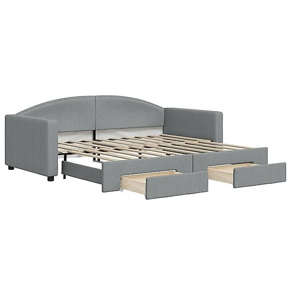 vidaXL Bett, Tagesbett Ausziehbar mit Schubladen Hellgrau 90x190 cm Stoff günstig online kaufen