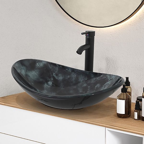 Puluomis Aufsatzwaschbecken Waschbecken Set mit Wasserhahn günstig online kaufen