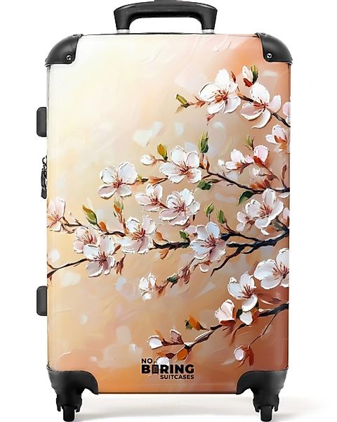 NoBoringSuitcases.com© Hartschalen-Trolley Blühende Zweige auf orangefarben günstig online kaufen