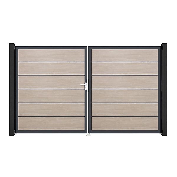 GroJa Tor 2-flg. Basicline Premium Sheffield Oak Rahmen 306 x 180 cm DIN Li günstig online kaufen