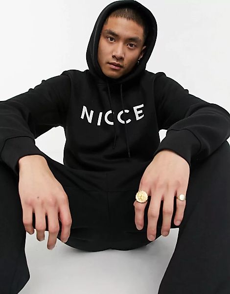 Nicce – Schwarzer Kapuzenpullover mit Logo günstig online kaufen