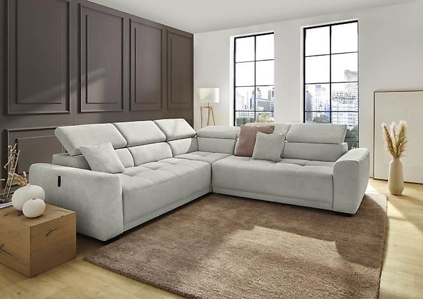 Ecksofa inkl. elektrischer Auszug, Kopfteil verstellbar, USB-A+C und  2 Zie günstig online kaufen