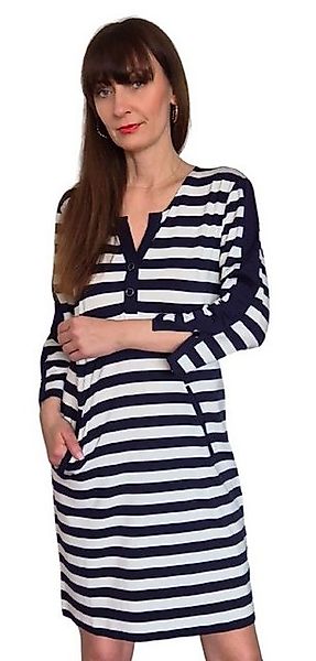 Estefania for woman Shirtkleid 191-5200, gestreift mit V-Blenden Ausschnitt günstig online kaufen