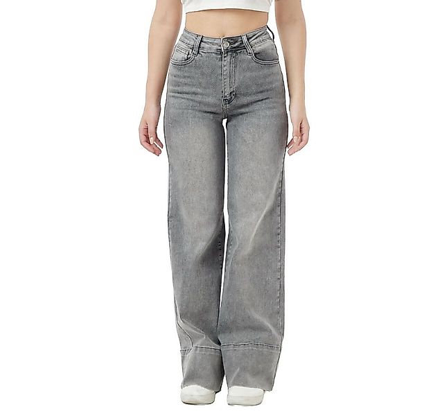 Ital-Design Weite Jeans Damen Freizeit (91279892) Used-Look Stretch High Wa günstig online kaufen