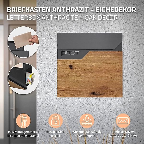 ML-DESIGN Briefkasten Postkasten mit Zeitungsfach, abschließbar günstig online kaufen