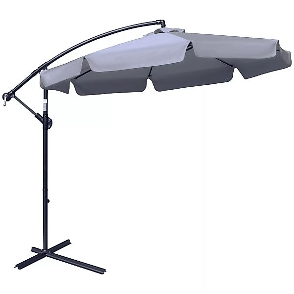 Outsunny Sonnenschirm Ampelschirm mit Handkurbel Rüschen Ø2,65 x 2,65H m Ga günstig online kaufen