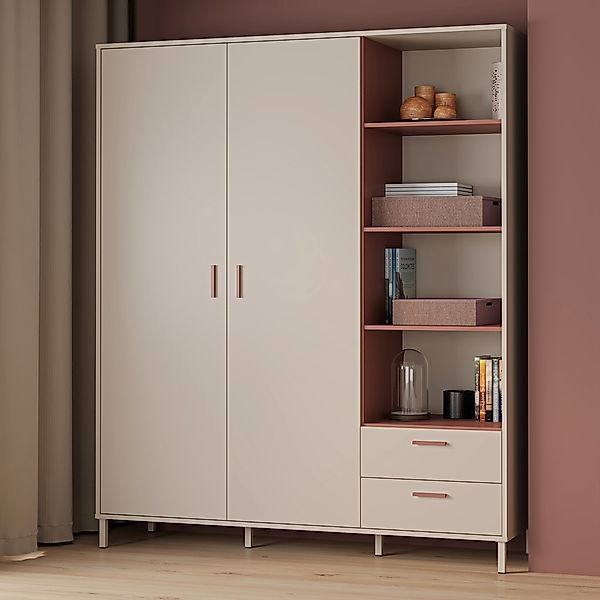 FORTE Drehtürenschrank "Milles" trendiges Dekor, Vollauszug Schubkästen, Me günstig online kaufen