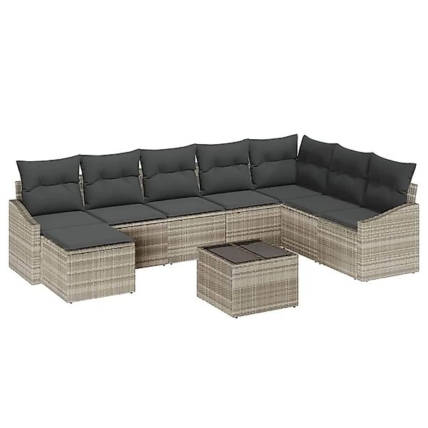 vidaXL Gartensofa-set mit Kissen 8-Tlg Hellgrau Poly-Rattan 3355521 günstig online kaufen