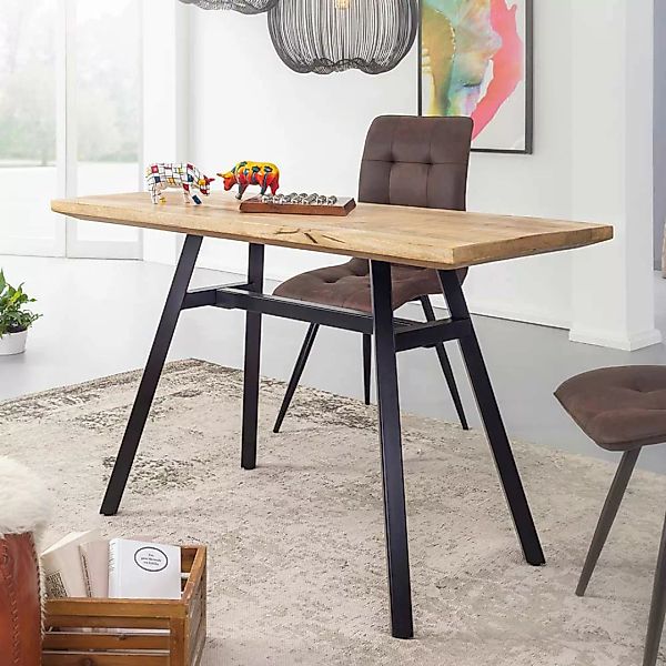 Echtholztisch aus Mangobaum Massivholz A-Fußgestell aus Edelstahl günstig online kaufen