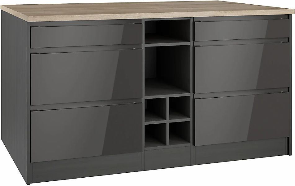 HELD MÖBEL Kücheninsel "Virginia", Breite 153 cm, MDF-Fronten, Flaschenrega günstig online kaufen