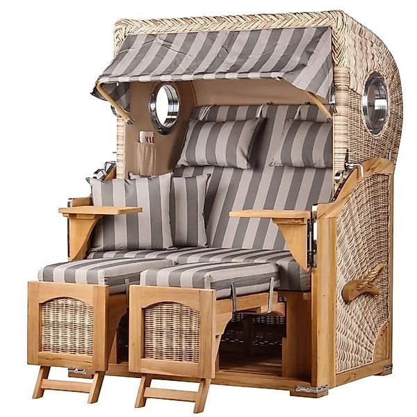 bene,iving Strandkorb Komplettset Ammersee Teak Bullauge PE Shell Modell 53 günstig online kaufen