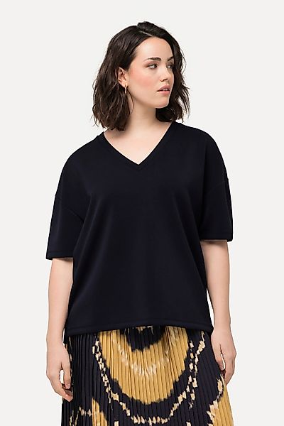 Ulla Popken Sweatshirt Soft-Sweatshirt Oversized V-Ausschnitt günstig online kaufen