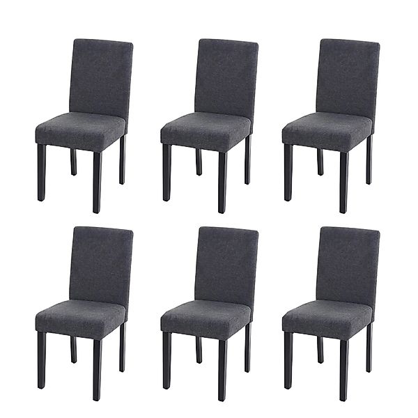MCW Esszimmerstuhl Littau 6er-Set Textil Anthrazitgrau Dunkle Beine günstig online kaufen