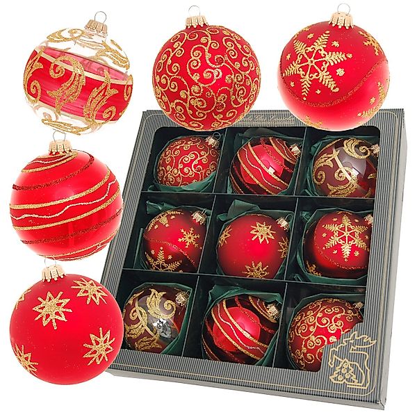 Krebs Glas Lauscha Weihnachtsbaumkugel Glasdekoration 9er günstig online kaufen