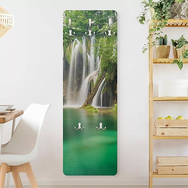 Wandgarderobe Holzpaneel Wasserfall Plitvicer Seen günstig online kaufen