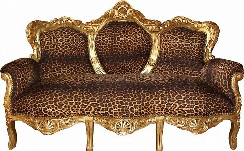 Casa Padrino 3-Sitzer Barock 3er Sofa "King" Leopard/Gold - Antik Möbel günstig online kaufen