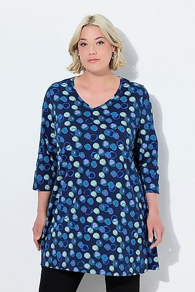 Ulla Popken Longshirt Longshirt Punkte A-Linie V-Ausschnitt 3/4-Arm günstig online kaufen
