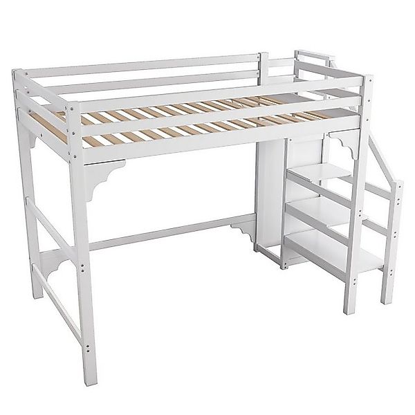Gotagee Hochbett Holzbett Doppelbett Bett mit Kleiderschrank Jugendbett Wei günstig online kaufen