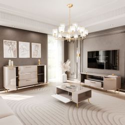 ALLHOUSE24 Wohnzimmer-Set DIAMANT Kaschmir Hochglanz GOLD günstig online kaufen