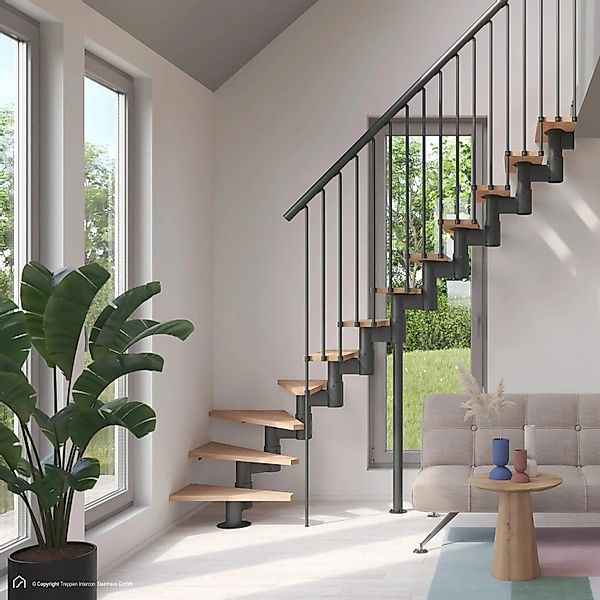 Treppen Intercon Raumspartreppe Torino Mittelholmtreppe Lava-Anthrazit mit günstig online kaufen