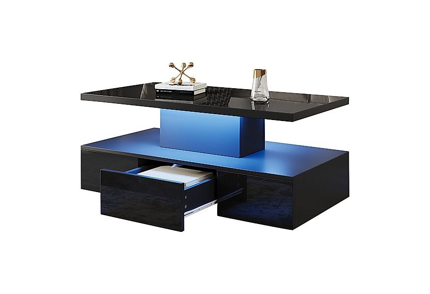 Merax Couchtisch hochglanz Sofatisch Beistelltisch mit LED-Beleuchtung (1-S günstig online kaufen