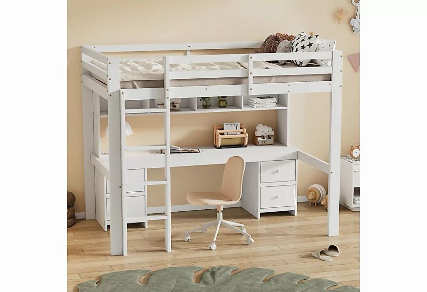 FUROKOY Etagenbett Hochbett Kinderbett 90x200cm,Bett mit Schreibtisch und 2 günstig online kaufen