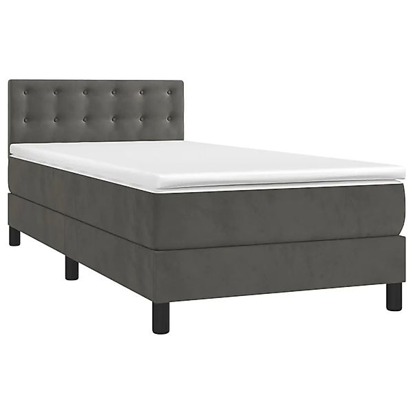 vidaXL Boxspringbett mit Matratze & LED Dunkelgrau 100x200 cm Samt 3134628 günstig online kaufen