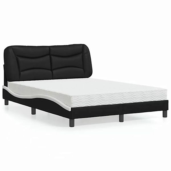 vidaXL Bett Bett mit Matratze Schwarz und Weiß 140x200 cm Kunstleder günstig online kaufen