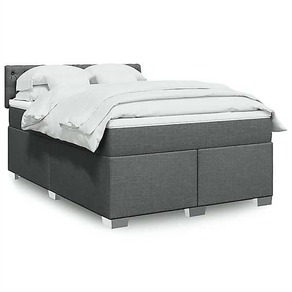 vidaXL Bettgestell Boxspringbett mit Matratze Dunkelgrau 160x200 cm Stoff B günstig online kaufen