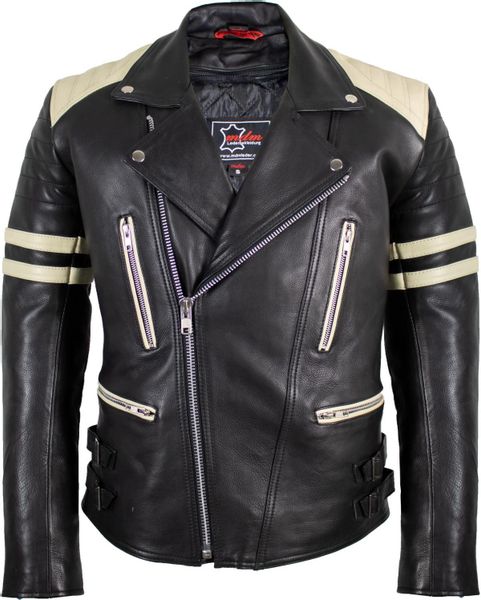 MDM Motorradjacke Herren Retro Lederjacke Motorrad günstig online kaufen